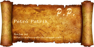 Petró Patrik névjegykártya